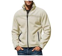 Foweknow Veste demi-saison pour homme - Couleur unie - Veste d'hiver tendance polyvalente et confortable - Col montant - Coupe-vent - Cardigan softshell - Veste d'extérieur fonctionnelle, beige, M