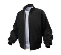 Foweknow Veste demi-saison pour homme - Veste de baseball vintage - Avec fermeture éclair - Printemps - Automne - Veste bomber légère - Veste de baseball - Veste de pilote d'extérieur, Noir , M