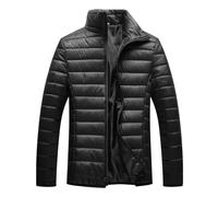 Foweknow Veste d'hiver matelassée sans capuche pour homme - Doudoune légère polyvalente - Veste demi-saison - Veste d'hiver confortable - Veste softshell unie - Veste d'extérieur sportive, Noir , 3XL