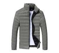 Foweknow Veste d'hiver matelassée sans capuche pour homme - Doudoune légère - Veste demi-saison confortable - Veste softshell solide - Col montant - Veste de loisirs - Couleur unie, GY2., XL