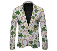 Foweknow Veste pour homme - Veste sportive pour la Saint Patrick - Boutons - Veste de costume pour mariage - Veste de costume de Saint Patrick Luck of The Irish Trèfle - Costume de carnaval, 02 vert.,