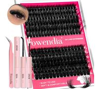 Fowendia Kit de cils en grappe de cils spongieux 80D 100D - Cils individuels bouclés D - Extensions de cils de 10 à 18 mm - Kit d'extension de cils pour bricolage, collage et scellage