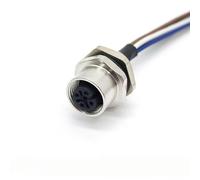 FOWIUNYE Câble connecteur femelle M12 à 5 broches, un câble codé droit à montage arrière, étanche, prise aviation, câble électrique non blindé, prise de capteur IP67 (0,5 m)