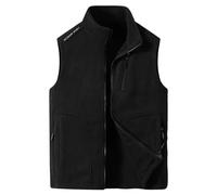Fowjknww Gilet polaire pour homme - Couleur unie - Léger - Sans manches - Coupe-vent - Chaud - Doublé - Gilet d'hiver - Veste d'extérieur Softshell - Gilet de pêche - Coupe ajustée, Noir , 5XL