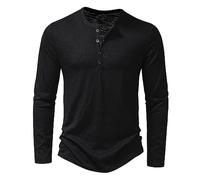 Fowjknww T-shirt à Manches Longues en Coton Mérinos pour Homme, Fonctionnel, pour la Randonnée, le Sport en Plein Air, Sweatshirt Respirable, Polo Léger, T-shirts Décontractés à Col en V