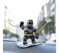 FOWSEEK Gorilla Accessoires de Voiture pour Tableau de Bord, décoration de Voiture avec Tapis antidérapant et chaîne dorée, décoration d'intérieur de Bureau, d'aquarium