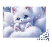 Fox 1000 Pièces Blanc Nine-Tail Puzzle pour Adultes Qualité Premium Anti-Stress Stimuler l'esprit pour Débutants pour Collectionner 38x26cm/1000pcs
