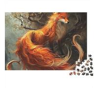 Fox 1000 Pièces Flame Fox Puzzle pour Adultes Carton sans Odeur Anti-Stress Stimuler l'esprit pour Débutants avec Affiche Guide 38x26cm/1000pcs