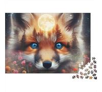Fox 1000 Pièces Renard Oeil Bleu Puzzle pour Adultes Papier Recyclé Anti-Stress Difficile pour Experts Stimuler l'esprit sans Reflets 70x50cm/1000pcs