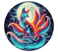 Fox à Neuf queues 1000 Pièces Fox à Neuf queues Puzzle Circulaire Jeu D'Intelligence Jeu Cadeau Unique Adultes Enfants 1000pcs (67.5x67.5cm)