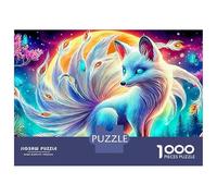 Fox à Neuf queues 1000 Pièces Fox à Neuf queues Puzzle pour Adultes Experts Carton Épais Résistant Anti-Stress Difficile pour Collectionner avec Affiche Guide 52x38cm/1000pcs