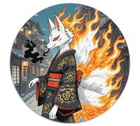 Fox à Neuf queues 1000 Pièces Puzzle Convient Aux Adultes Et Aux Enfants Jeu D'Intelligence bête Puzzle Rond Décoration Moderne Bricolage Décoration pour Enfants Cadeau (67.5x67.5cm)