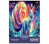 Fox à Neuf queues 1000 Pièces Renard Cosmique lumière étoiles néon tourbillonnant Puzzle Défi Jouet Familial Décorationd’intérieur Adulte Art Mural Cadeau 38x26cm/1000pcs