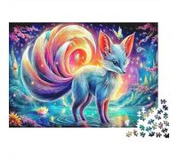 Fox à Neuf queues Puzzles 1000 Pièces, Renard à Neuf queues Arc-en-Ciel Fantaisie, Art Moderne, Jeu Cadeau Unique, activité relaxante, Cadeau d'anniversaire, 52x38cm