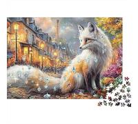 Fox à Paris 1000 Piece Sturdy Cardboard Art de la Ville Canine Blanche Jigsaw Puzzle Adults Hard Challenging Decompression Wall Decor Relaxation Gift 38x26cm/1000pcs