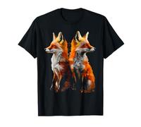 Fox Art Amoureux des Animaux Sauvages Couple De T-Shirt