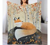 Fox & Autumn Forest Couverture imprimée 3D nordique pour canapés et chaises, jeté en polaire confortable pour lit, 150 x 200 cm