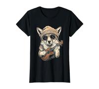 Fox Bonnet pour ukulélé Y2K Esthétique T-Shirt Graphique avec Valeur, Femme, Noir, M