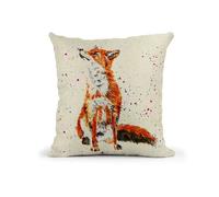 Fox British Wildlife Coussin en lin peint à la main avec garnissage ou housse uniquement, 40 x 40 cm, cadeau de Noël, anniversaire (housse uniquement)