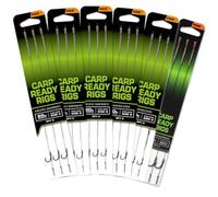 Fox Carp Ready Rigs Wide Gape Lot de 3 bas de pêche à la carpe Taille / capacité de charge : taille 8 Barbless / 20 lb