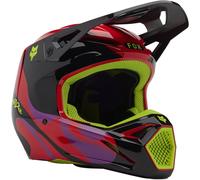 FOX V1 Emotion Casque de motocross, noir-rouge-jaune, taille 2XL pour homme
