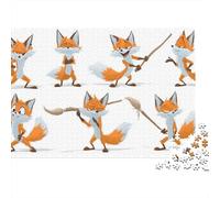 Fox Character Design Pack Puzzles 1000 Pieces Cadeau Unique Jeu Éducatif Challenge Toy À De Qualité Supérieure Peinture Art pour Adultes Et Enfants À Partir De 12 Ans 38x26cm/1000pcs