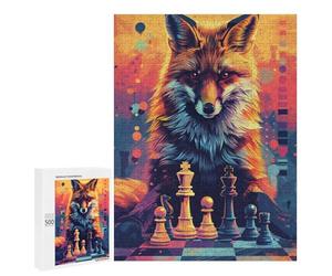 Fox Chess Masterpiece Puzzle 1000 Pièces Educa Jouet en Bois Cadeau Unique Décoration Intérieure Jeu Éducatif Challenge Toy Adultes Et Enfants À Partir De 14 Ans 500 PCS