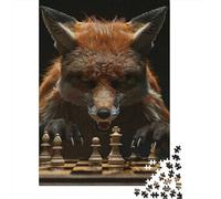 Fox Chess Plaque en Métal 38x26cm/1000pcs pour L’Atelier, Style Vintage, Plaque Murale pour Les Bricoleurs