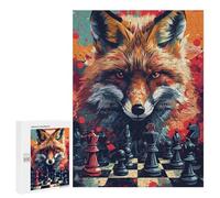 Fox Chess Strategy Art Print -1 Puzzle 1000 Pièces Educa Jouet en Bois Cadeau Unique Décoration Intérieure Jeu Éducatif Challenge Toy Adultes Et Enfants À Partir De 14 Ans 500 PCS