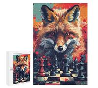 Fox Chess Strategy Art Print -1 Puzzle 1000 Pièces Educa Jouet en Bois Cadeau Unique Décoration Intérieure Jeu Éducatif Challenge Toy Adultes Et Enfants À Partir De 14 Ans 1000 PCS
