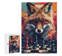 Fox Chess Strategy Art Print -1 Puzzle 1000 Pièces Educa Jouet en Bois Cadeau Unique Décoration Intérieure Jeu Éducatif Challenge Toy Adultes Et Enfants À Partir De 14 Ans 300 PCS