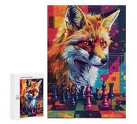 Fox Chess Strategy Art Print -2 Puzzle 1000 Pièces Educa Jouet en Bois Cadeau Unique Décoration Intérieure Jeu Éducatif Challenge Toy Adultes Et Enfants À Partir De 14 Ans 300 PCS