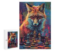 Fox Chess Strategy Art Print -3 Puzzle 1000 Pièces Educa Jouet en Bois Cadeau Unique Décoration Intérieure Jeu Éducatif Challenge Toy Adultes Et Enfants À Partir De 14 Ans 1000 PCS