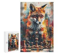 Fox Chess Strategy Art Print Puzzle 1000 Pièces Educa Jouet en Bois Cadeau Unique Décoration Intérieure Jeu Éducatif Challenge Toy Adultes Et Enfants À Partir De 14 Ans 1000 PCS