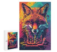 Fox Chess Strategy Art Print Puzzle 1000 Pièces Educa Jouet en Bois Cadeau Unique Décoration Intérieure Jeu Éducatif Challenge Toy Adultes Et Enfants À Partir De 14 Ans 1000 PCS