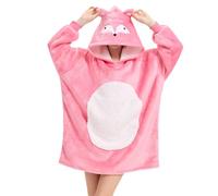 Fox - Couverture portable - Sweat à capuche surdimensionné - Sherpa - Confortable - Pour femmes et filles - Chaud et confortable - Rose