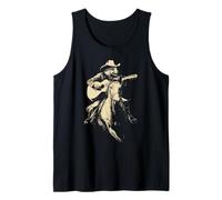 Fox Cowboy Jouant de la Guitare Cavalier Animal Occidental rodéo Débardeur