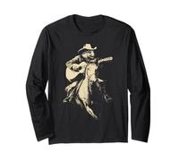 Fox Cowboy Jouant de la Guitare Cavalier Animal Occidental rodéo Manche Longue