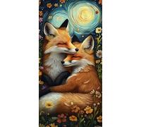 Fox Diamond Art Kits Adults, round Drill Diamond Painting Animal for Beginners, DIY Crystal Art for Adults, 5D Crystal Creations Kit Gifts, Gem Arts and Crafts for Home40x50cm