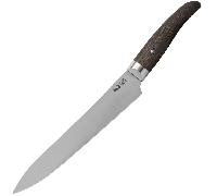 FOX/DUE CIGNI COQUUS COUTEAU À TRANCHER 22cm/8,3"-ACIER INOXYDABLE 4116, MANCHE EN BOIS DE CHÊNE FUM