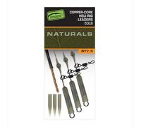 Fox Edges Naturals Copper-Core Heli Rig Leaders x3-3 Bas de ligne pour pêche à la carpe avec clip de plomb