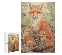 Fox Family in Forest Puzzle 1000 Pièces Educa Jouet en Bois Cadeau Unique Décoration Intérieure Jeu Éducatif Challenge Toy Adultes Et Enfants À Partir De 14 Ans 1000 PCS