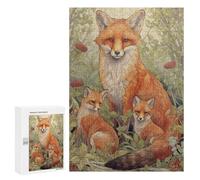 Fox Family in Forest Puzzle 300 Pièces Educa Jouet en Bois Cadeau Unique Décoration Intérieure Jeu Éducatif Challenge Toy Adultes Et Enfants À Partir De 14 Ans 300 PCS