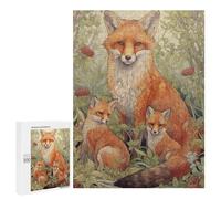 Fox Family in Forest Puzzle 500 Pièces Educa Jouet en Bois Cadeau Unique Décoration Intérieure Jeu Éducatif Challenge Toy Adultes Et Enfants À Partir De 14 Ans 500 PCS