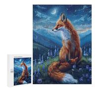 Fox Family in Moonlit Field Puzzle 1000 Pièces Educa Jouet en Bois Cadeau Unique Décoration Intérieure Jeu Éducatif Challenge Toy Adultes Et Enfants À Partir De 14 Ans 500 PCS