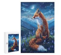 Fox Family in Moonlit Field Puzzle 1000 Pièces Educa Jouet en Bois Cadeau Unique Décoration Intérieure Jeu Éducatif Challenge Toy Adultes Et Enfants À Partir De 14 Ans 1000 PCS