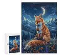 Fox Family Night Scene Puzzle 1000 Pièces Educa Jouet en Bois Cadeau Unique Décoration Intérieure Jeu Éducatif Challenge Toy Adultes Et Enfants À Partir De 14 Ans 300 PCS