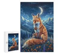 Fox Family Night Scene Puzzle 1000 Pièces Educa Jouet en Bois Cadeau Unique Décoration Intérieure Jeu Éducatif Challenge Toy Adultes Et Enfants À Partir De 14 Ans 1000 PCS