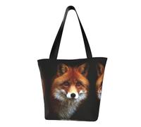 Fox Fashion Sac fourre-tout en toile avec motif imprimé sur toute la surface, grand sac fourre-tout réutilisable avec double poignée, sac de plage, sac de week-end