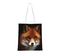 Fox Fashion Sac fourre-tout en toile avec motif imprimé sur toute la surface, grand sac fourre-tout réutilisable avec double poignée, sac de plage, sac de week-end